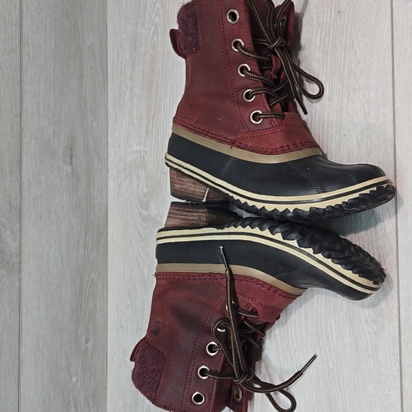 Sorel Wome Slimpack Rain Leather Duck Rubber Boots Lace-Up Waterproof Shoes Sz 6 - Picture 11 of 13